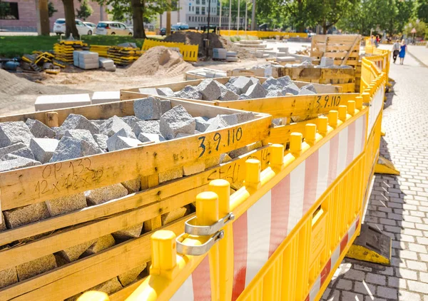 Réparation Pavés Dans Rue — Photo