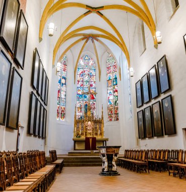 Leipzig, Almanya - 21 Mayıs 2018: İç Johann Sebastian Bach'ın ünlü Thomaskirche St Thomas Kilisesi