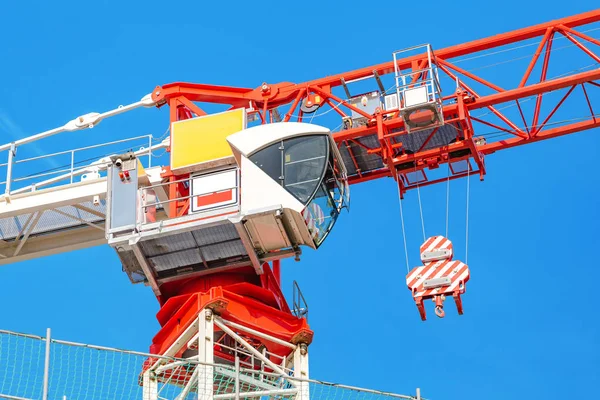 Detalhes Perto Guindaste Construção Industrial — Fotografia de Stock