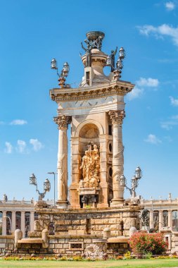 Merkezi Placa d'Espanya veya Fuente De la Plaza Espana Barcelona İspanya merkezi meydanında çeşmede