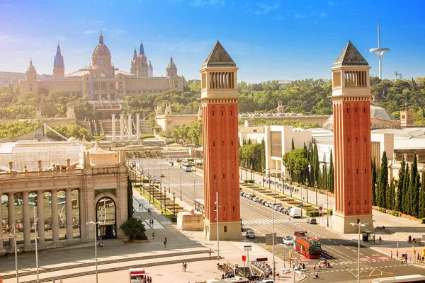 Stadsgezicht Uitzicht Plaça Espanya Spanje Vierkant Met Venetiaanse Torens Het — Stockfoto
