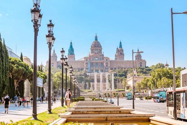 Temmuz 2018 Barselona Spanya Ulusal Sanat Müzesi Motjuic Çeşmede Barcelona — Stok fotoğraf