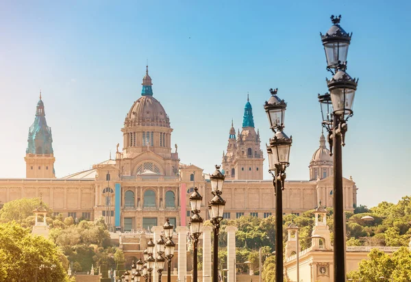 National Art Museum Motjuic Fontein Barcelona Zonnige Zomerdag — Stockfoto