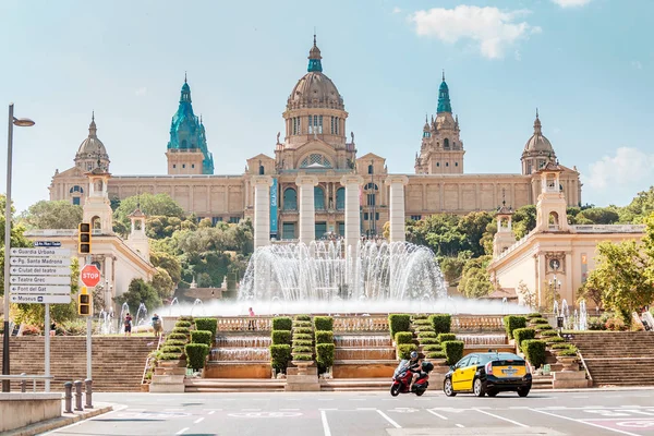 Temmuz 2018 Barselona Spanya Ulusal Sanat Müzesi Motjuic Çeşmede Barcelona — Stok fotoğraf