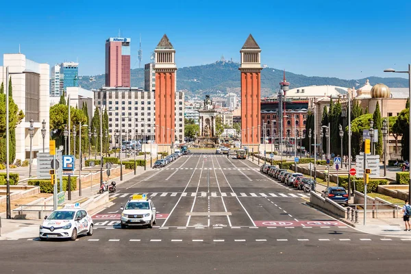 Juli 2018 Barcelona Spanje Venetiaanse Torens Torres Venecianes Als Een — Stockfoto