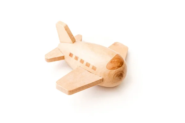 木のおもちゃの飛行機が白で隔離 — ストック写真