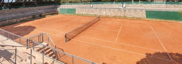 Lege Tennisbaan Panoramisch Uitzicht — Stockfoto