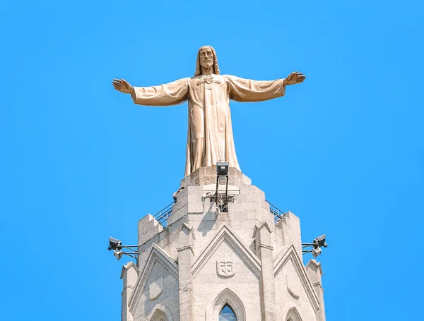 Estátua Famosa Jesus Cristo Com Mão Aberta Topo Igreja Sagrado — Fotografia de Stock