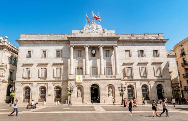 12 Temmuz 2018, Barselona, İspanya: Barcelona City Hall Ajuntament bina eski şehirde bulunan