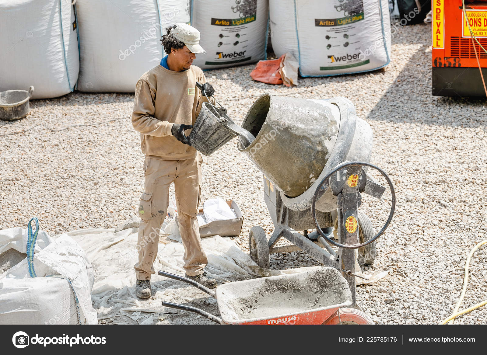 man cement mixer