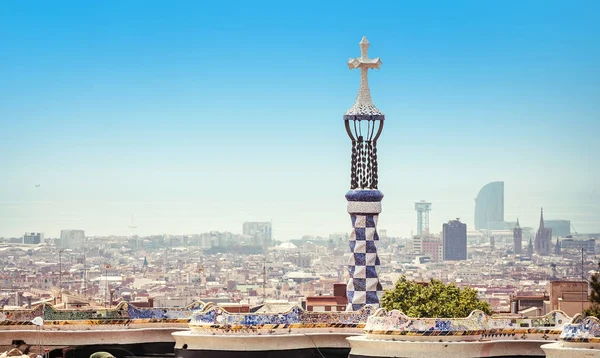 Close Detailoverzicht Van Het Beroemde Park Güell Barcelona Landmark Toeristische — Stockfoto