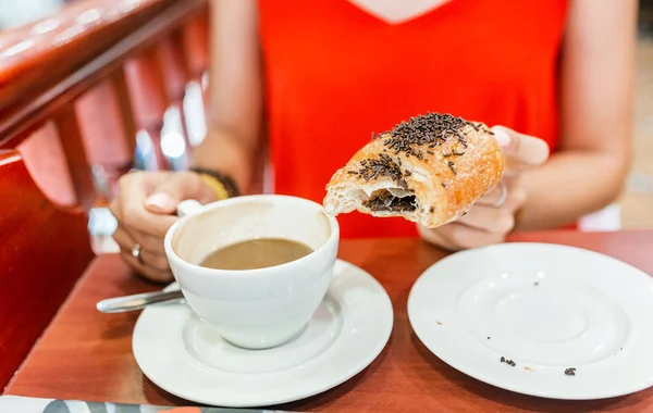 Delicious Coffee Croissant — Stock Photo, Image