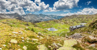 Madriu Perafita Claror Pyrenees dağ Vadisi ve Andorra, Unesco Dünya Miras yer içinde sığınak sığınak hiking