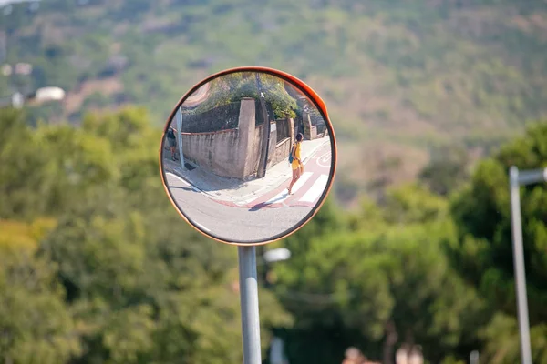 Detail Dopravní Konvexní Zrcadlo Koncept Bezpečnosti Silničního — Stock fotografie