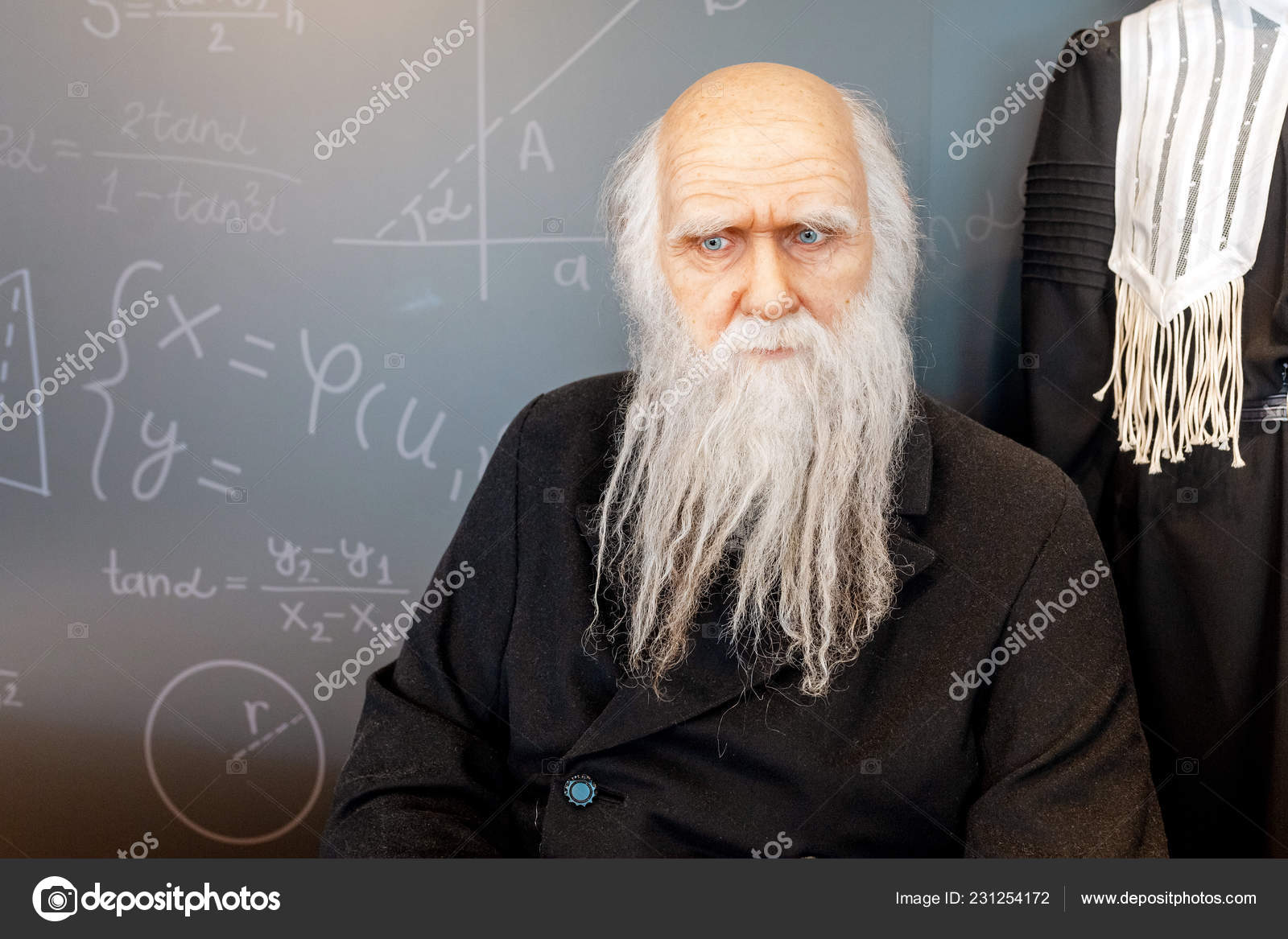 July 2018 Barcelona Spain Wax Figure Mendeleev Cosmocaixa