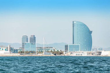 29 Temmuz 2018, Barselona, İspanya: denizden gelen ünlü Barcelona cityscape bakış