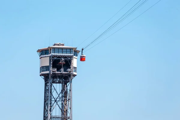 Cablecar Barselona Bağlantı Noktası Üzerinden — Stok fotoğraf