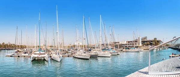 Julio 2018 Barcelona España Vista Panorámica Del Puerto Barcelona Con — Foto de Stock