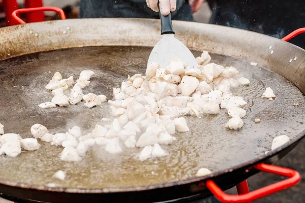 Cooking Chicken Pan Fast Food Festival — Stock Photo, Image