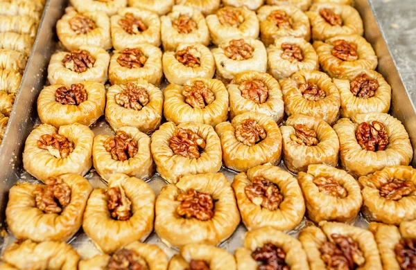 eastern sweets baklava and turkish delight with nuts