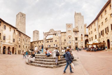 16 Ekim 2018, San Giminiano, İtalya: İtalya'nın landmark damgalı Cityscape görüş tarihi merkezi, San Gimignano, ünlü Unesco