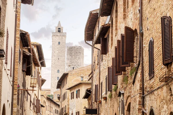 Vista Paisagem Urbana Centro Histórico San Gimignano Famoso Marco Marcado — Fotografia de Stock