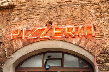 Retro tabela Pizzeria eski İtalyanca şehir