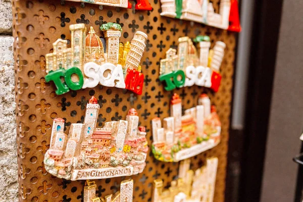 Октября 2018 Сан Гиминяно Италия Типичные Тосканские Сувениры Продажу Туристическом — стоковое фото