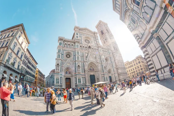 Outubro 2018 Florença Itália Catedral Florença Com Multidões Turistas Uma — Fotografia de Stock