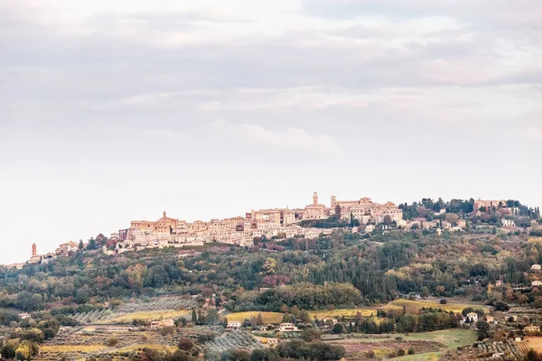 Far Away View Medieval Town Montepulciano Italy — Stock Photo, Image