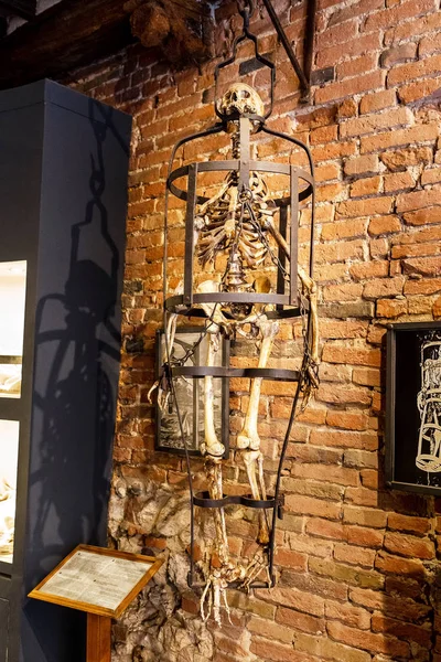 Oktober 2018 Montepulciano Italië Skelet Middeleeuwse Gevangenis Gemarteld Museum — Stockfoto