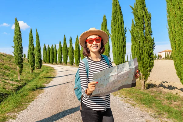 Vacaciones Viajes Famoso Callejón Del Ciprés Toscana Italia Destino Turístico — Foto de Stock