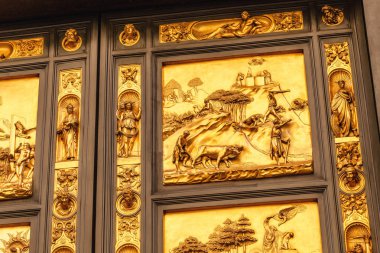 Ünlü turistik landmark Duomo Bazilika Katedrali Floransa, ayrıntı closeup görünümü