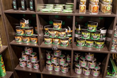 23 Ekim 2018, Venedik, İtalya: esrar mağaza satış esrar alışveriş içinde turistler için