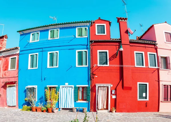 Famosas Casas Coloridas Como Ponto Turístico Ilha Burano Região Veneza — Fotografia de Stock