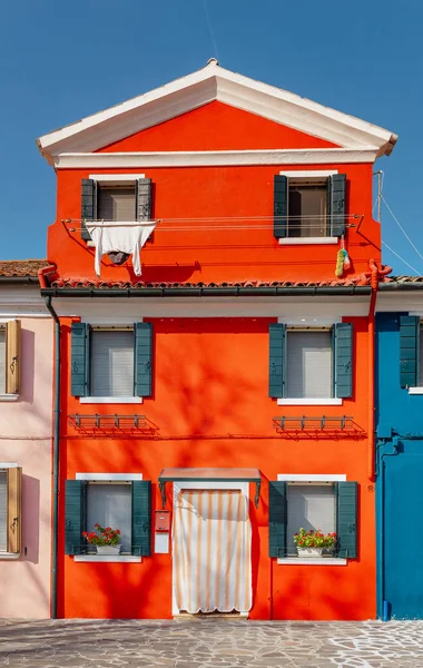 Famosas Casas Coloridas Como Ponto Turístico Ilha Burano Região Veneza — Fotografia de Stock