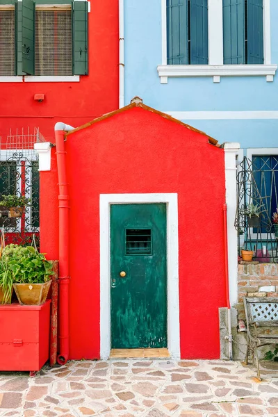 Casas Coloridas Rua Ilha Burano Perto Veneza Turismo Férias Itália — Fotografia de Stock
