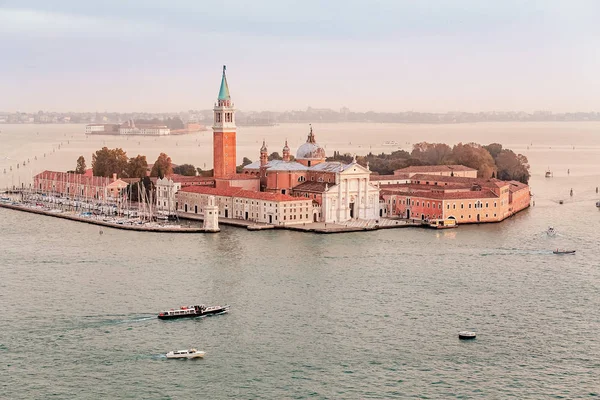 Légi Felvétel San Giorgio Maggiore Sziget Naplementekor Velence Olaszország — Stock Fotó