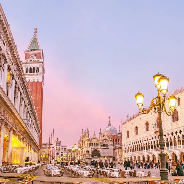 Oktober 2018 Venedig Italien Stadens Berömda Landmärke Markusplatsen Venedig Natten — Stockfoto