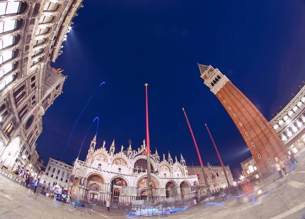 Híres Turisztikai Landmark Szent Márk Tér Velence Éjjel — Stock Fotó