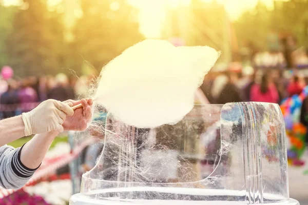 Cottura Preparazione Zucchero Filato Macchina Filo Interdentale — Foto Stock