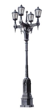 Beyaz arka plan üzerinde izole güzel vintage sokak lambası yazı fener