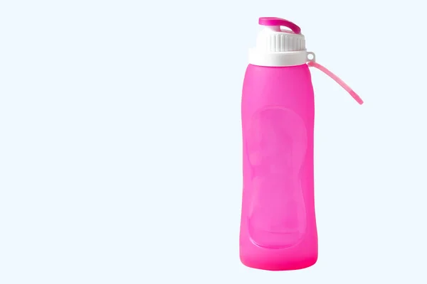 Colorful pink water bottle isolated with clipping path