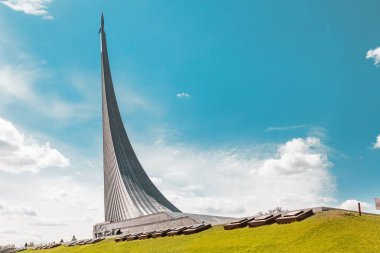 04 Mayıs 2018, Moskova, Rusya: Vdnh parkında Uzayın Fatihleri Anıtı