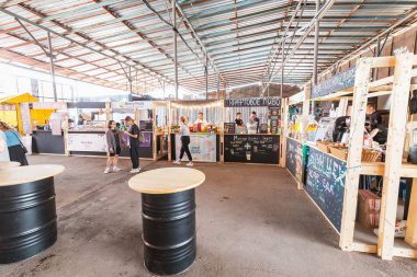 01 Haziran 2019, Moskova, Rusya: Yemek festivalinde pazar yeri