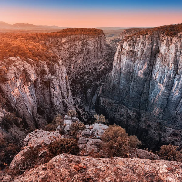 Grandiosa Fascinerande Och Djupa Tazi Kanjon Turkiet Vid Soluppgången Berömd — Stockfoto