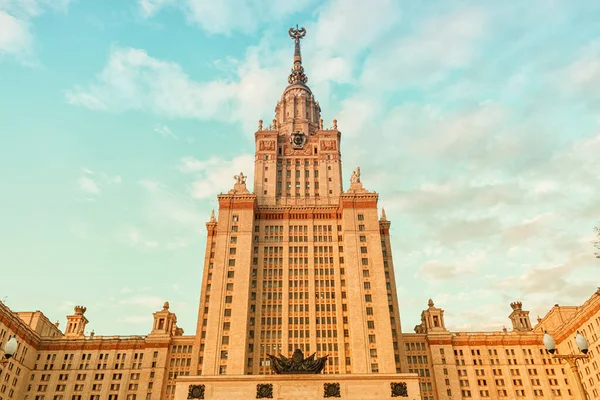 Campus Principal Universidade Estadual Lomonosov Moscou Majestoso Edifício Estilo Arquitetônico — Fotografia de Stock