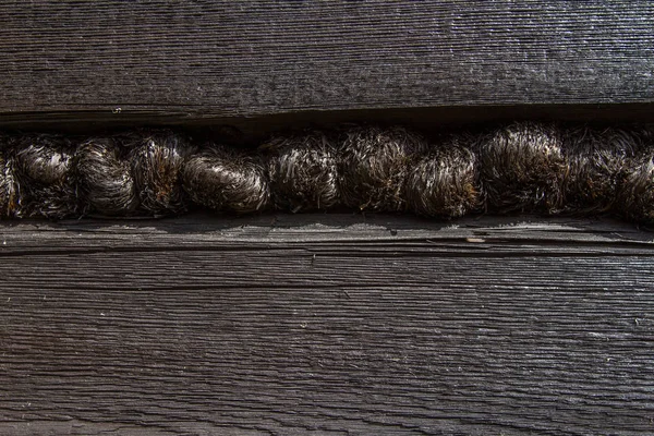 Old Black Wall Log Cabin Wood Texture Wooden Background — Stock Photo, Image