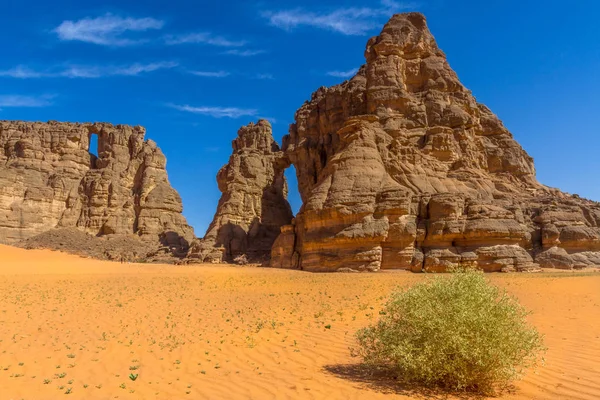 Paisagem Saharas Formação Rochosa Incrível Tadrart Rouge Deserto Saara Parque — Fotografia de Stock