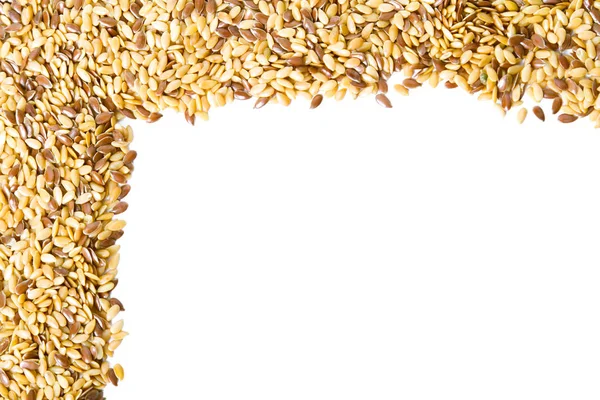 Gemischte Samen Gold Und Brauner Leinsamen Leinsamenmusterrahmen — Stockfoto